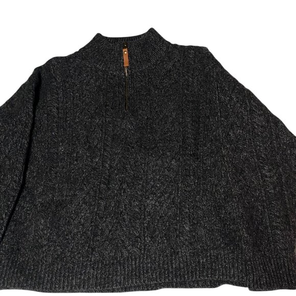 Vintage Inis Crafts 100% Merino Wool Cable Knit Sweater Medium Gray 1/4 Zip - Picture 8 of 16